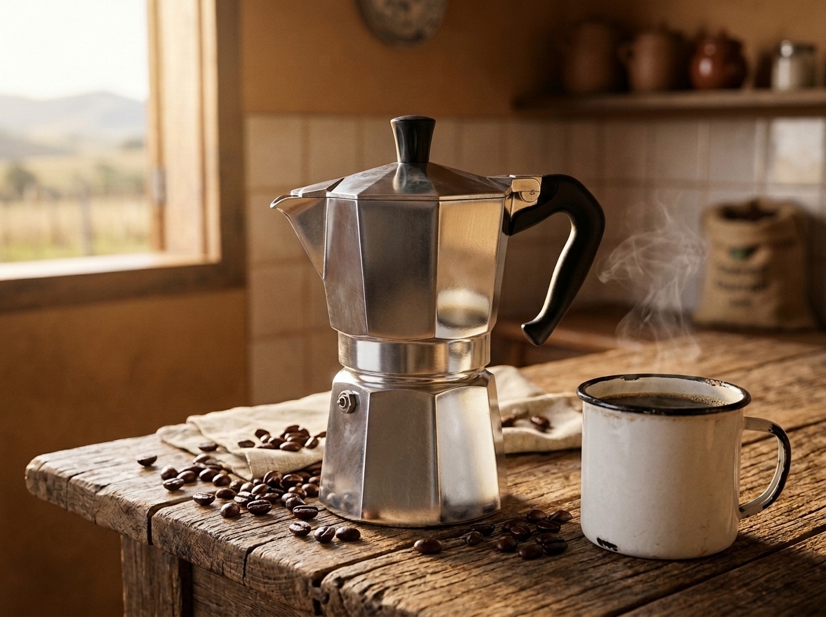 Cafeteira Italiana tradicional em alumínio oitavado